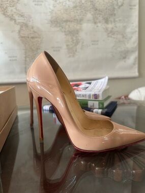 NFS Consigning 4/30 Christian Louboutin Patent Nude So Kate 120 with box